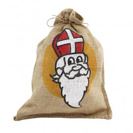 Jute zak met Sinterklaas opdruk 30 x 40 cm